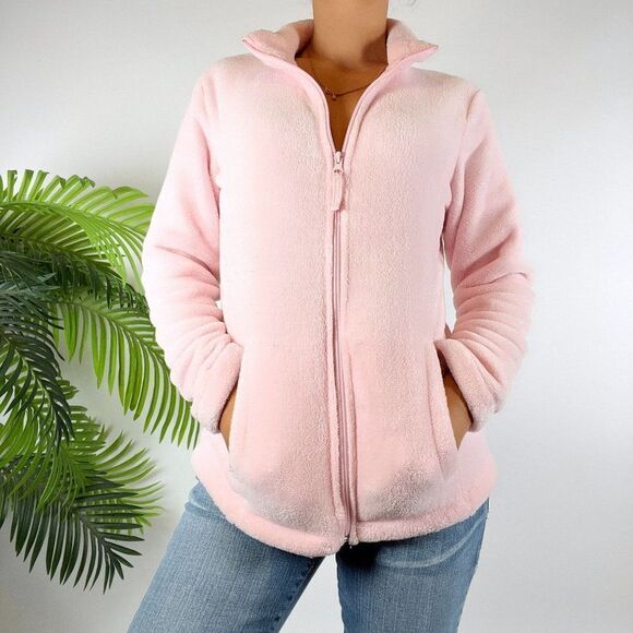 Women's Pink Barbiecore Casual Teddy Fuzzy Girly Lightweight Jacket / Small - Picture 4 of 4